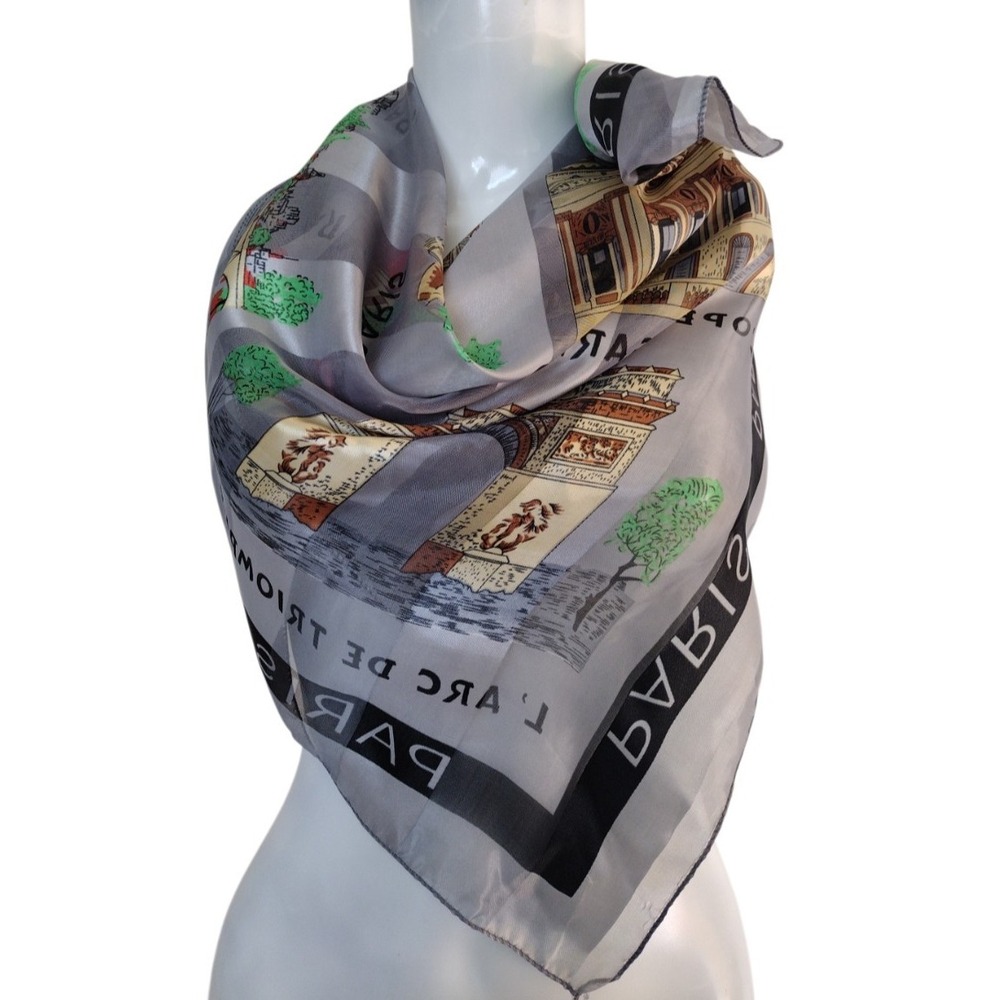 Unbranded Scarf Woman Parisian Landmarks Multicolor Multiuser Office Party 38X38